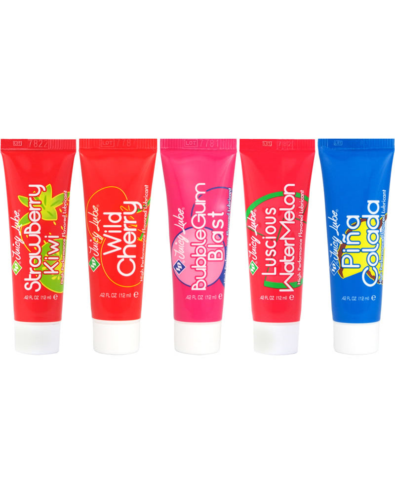 Juicy Lube Flavored Water Based Lubricant Assorted Flavors .42 Ounce Tubes 5 Each Per Pack