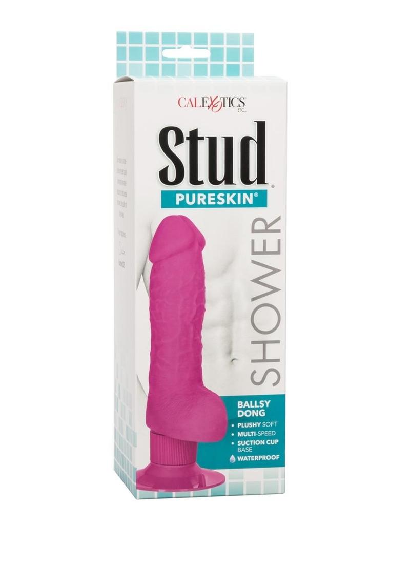 Shower Stud Ballsy Dong Pure Skin Vibrating Dildo Waterproof Pink 5 Inch