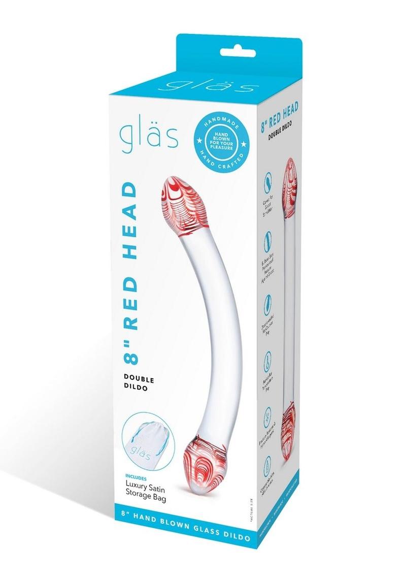 Consolador doble de cristal con cabeza roja