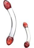 Consolador doble de cristal con cabeza roja
