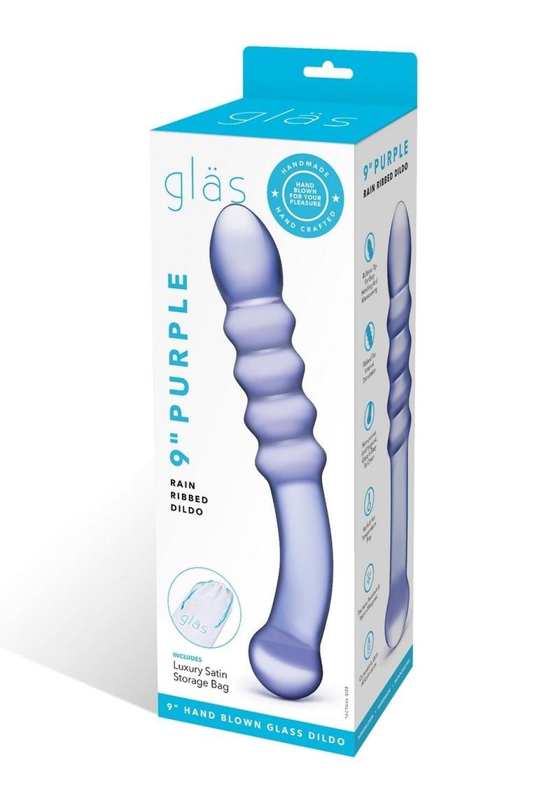 Glas Purple Rain Ribbed Dildo