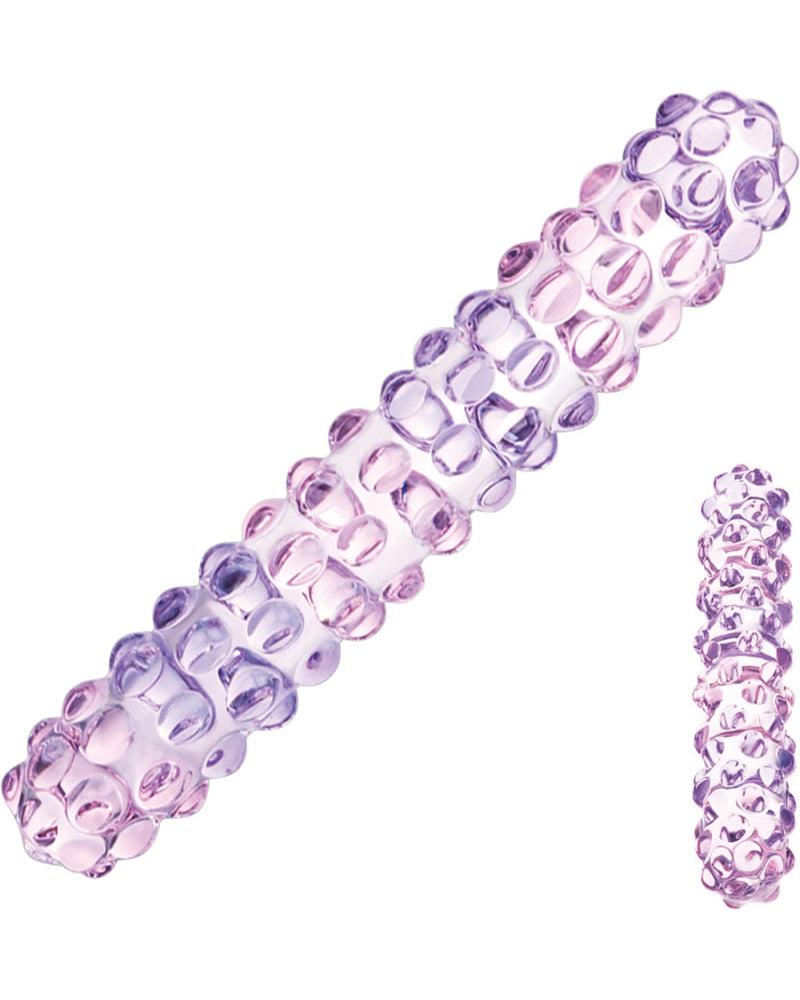 Consolador con forma de rosa morada y nudos de cristal
