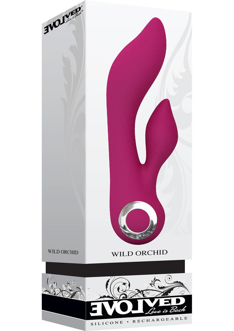 Wild Orchid Silicone Rechargeable Dual Vibrator Waterproof Pink 7 Inch