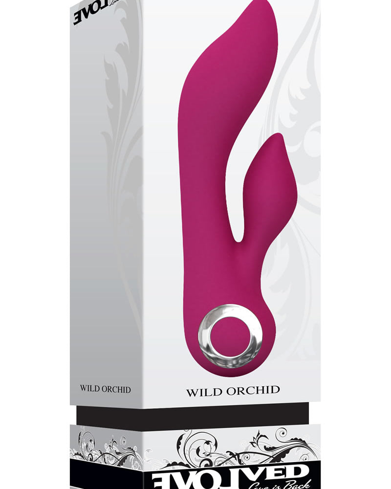 Vibrador dual recargable de silicona Wild Orchid resistente al agua, color rosa, 7 pulgadas