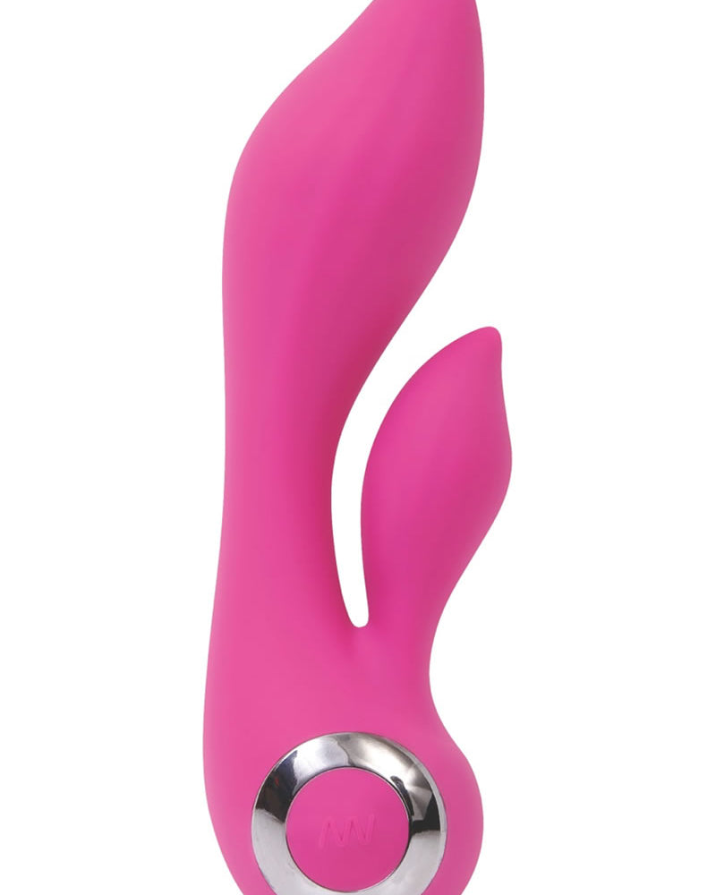 Vibrador dual recargable de silicona Wild Orchid resistente al agua, color rosa, 7 pulgadas