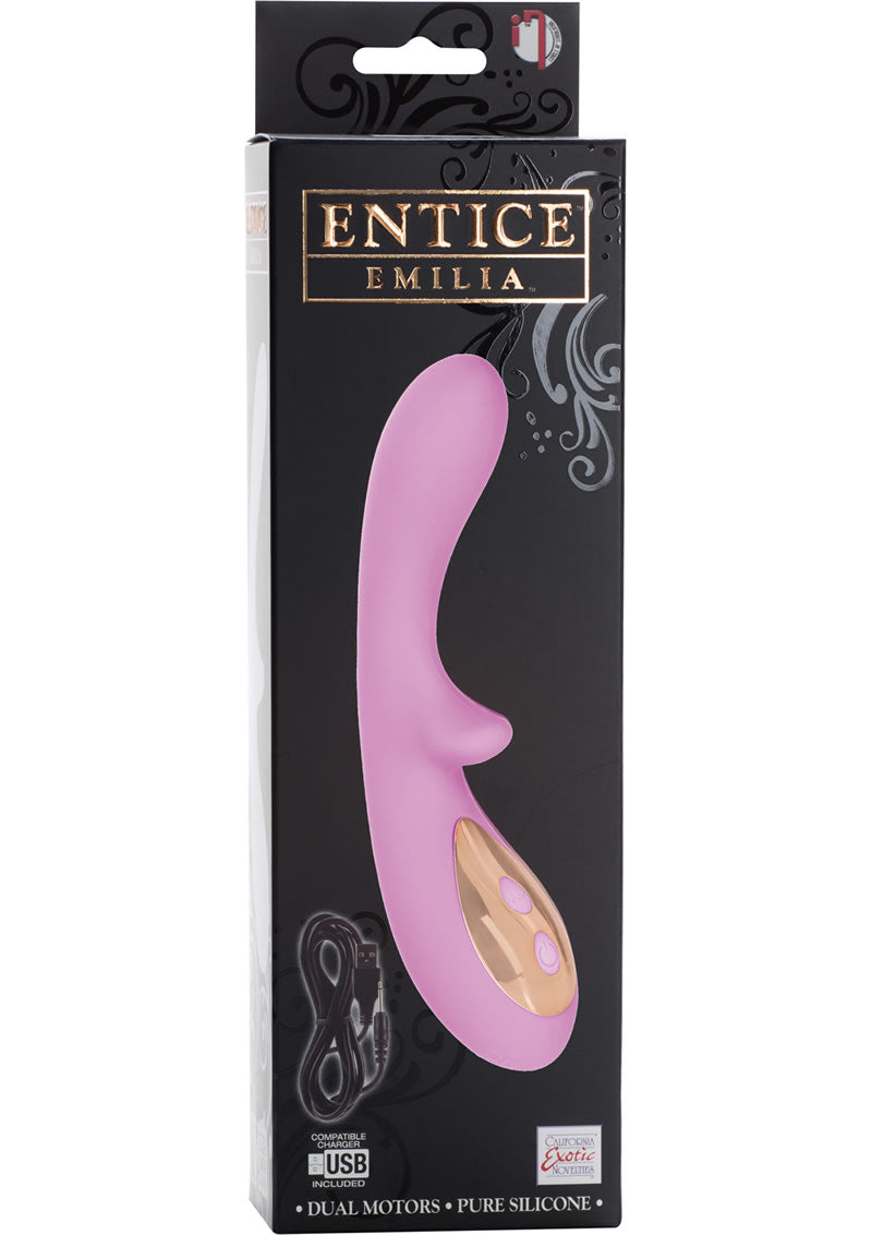 Entice Emilia Dual Motor Rechargeable Silicone Vibe Waterproof Pink 3.5 Inch Shaft