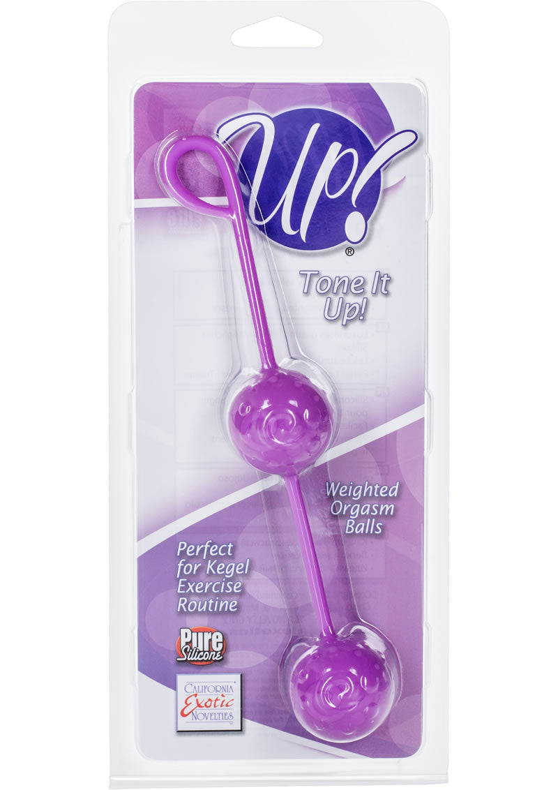 Bolas orgásmicas con peso de silicona Up Tone it Up de 7,5 pulgadas de color morado