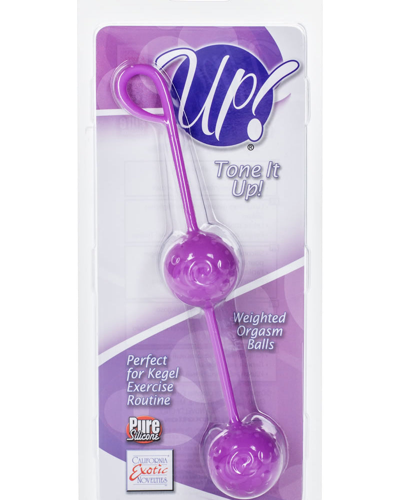 Bolas orgásmicas con peso de silicona Up Tone it Up de 7,5 pulgadas de color morado