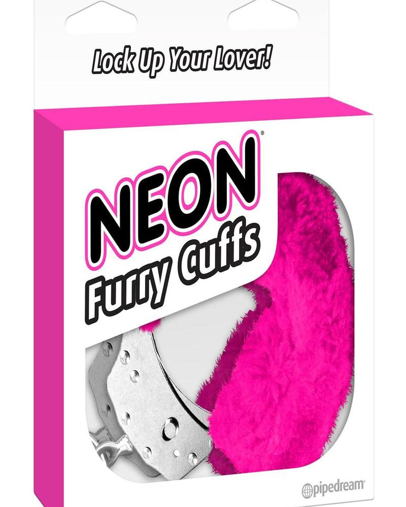 Puños peludos de neón rosa