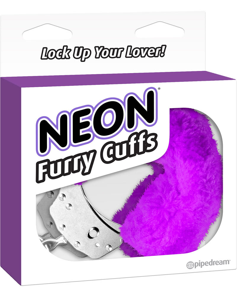 Puños peludos de neón morados