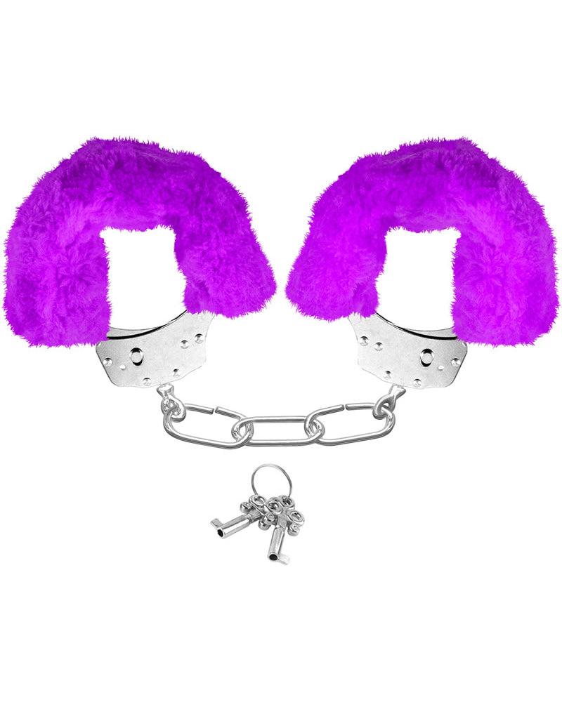 Puños peludos de neón morados