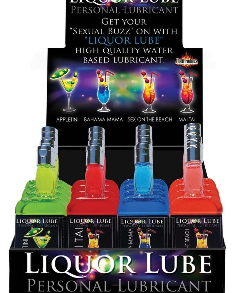Liquor Lube Water Based Flavored Personal Lubricant Assorted Flavors 16 Each Per Display