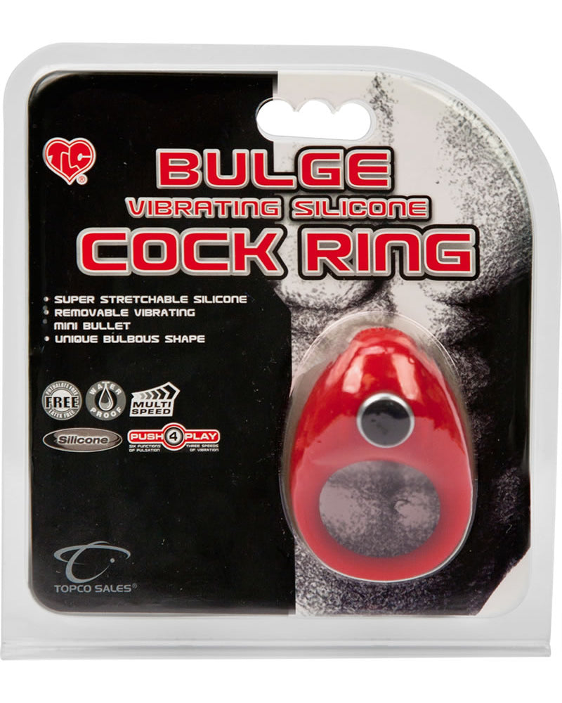 Anillo vibrador de silicona para el pene Bulge resistente al agua y de color rojo