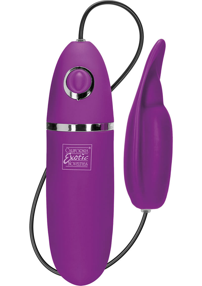 Masajeador de lengua parpadeante de silicona Power Play, resistente al agua, morado, 4 pulgadas