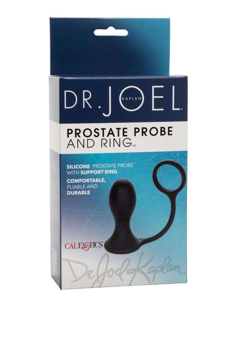 Dr. Kaplan Prostate Silicone Probe With Cockring Black 3.5 Inch