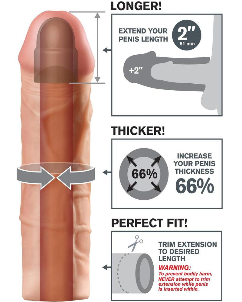 Fantasy Xtensions Mega 2 Inch Extension Sleeve Flesh 8 Inch