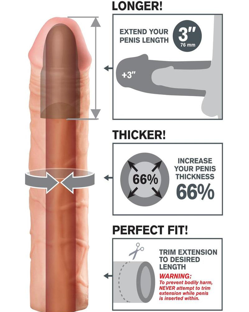 Fantasy Xtensions Mega 3 Inch Extension Sleeve Flesh 9 Inch