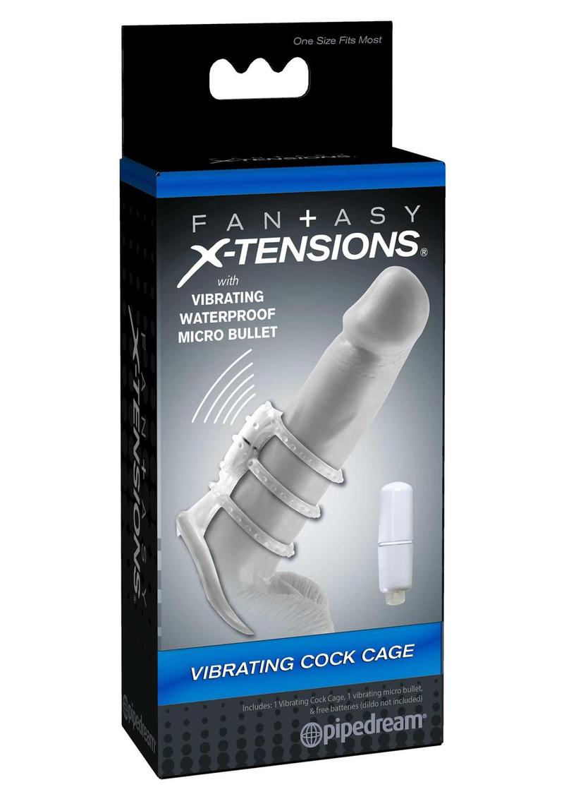 Jaula vibradora para pene Fantasy Xtensions, impermeable, transparente, 3 pulgadas