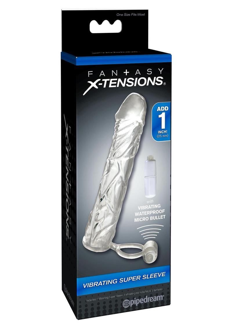 Fantasy Xtensions Vibrating Super Sleeve Extension Waterproof Clear 6.1 Inch