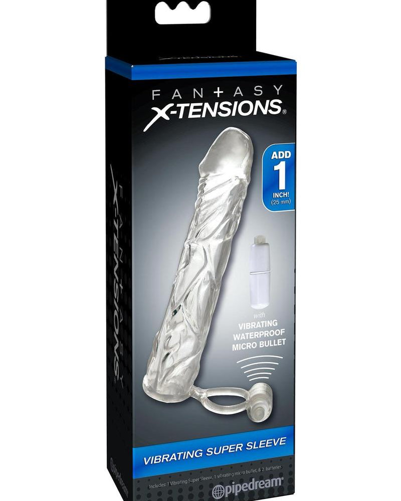 Fantasy Xtensions Vibrating Super Sleeve Extension Waterproof Clear 6.1 Inch
