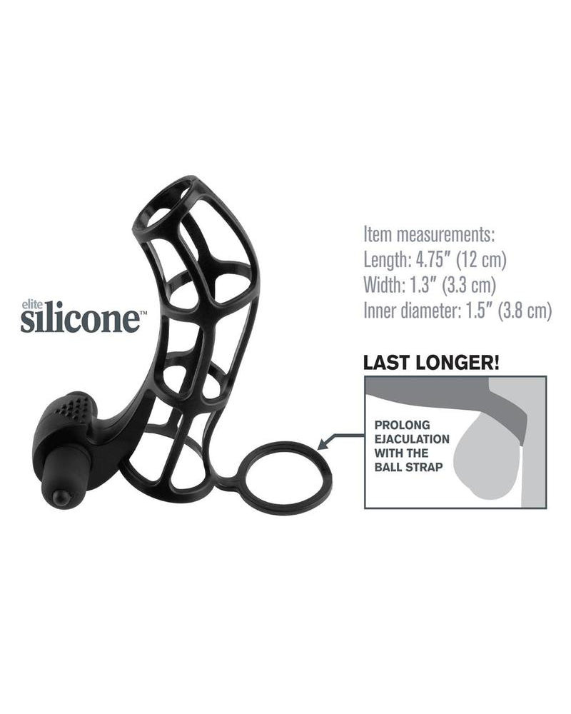 Fantasy Xtensions Silicone Deluxe Power Vibrating Cock Cage Black