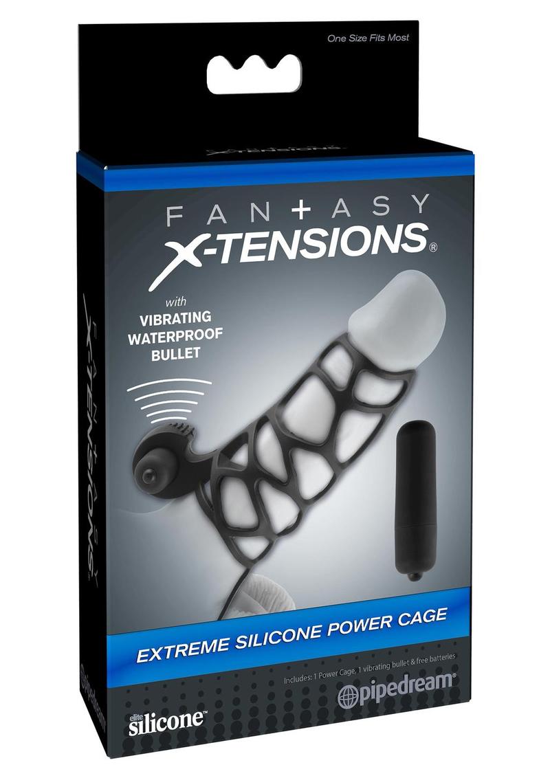 Fantasy Xtensions Silicone Extreme Power Vibrating Cock Cage Black