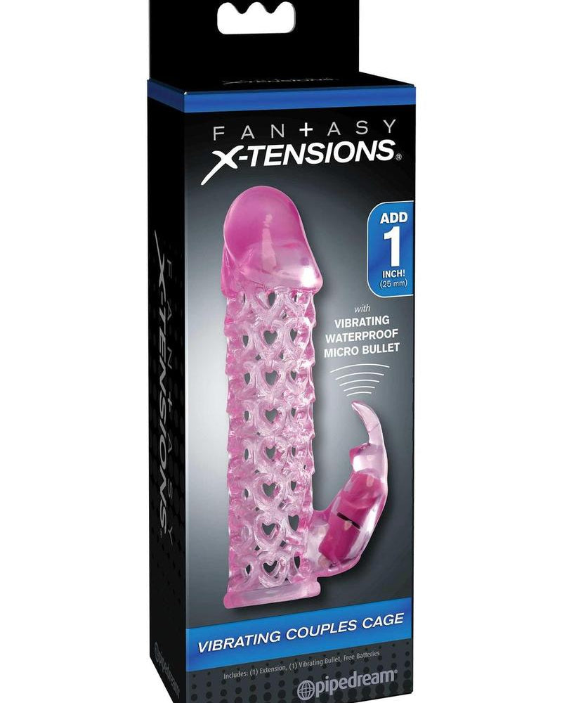 Fantasy Xtensions Vibrating Couples Cock Cage Waterproof Pink 6.25 Inch