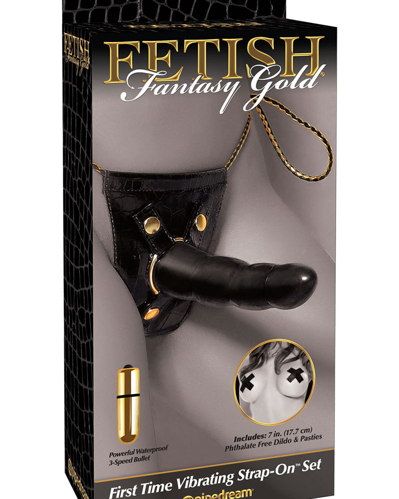 Fetish Fantasy Gold First Time Vibrating Strap-On Set Black/Gold