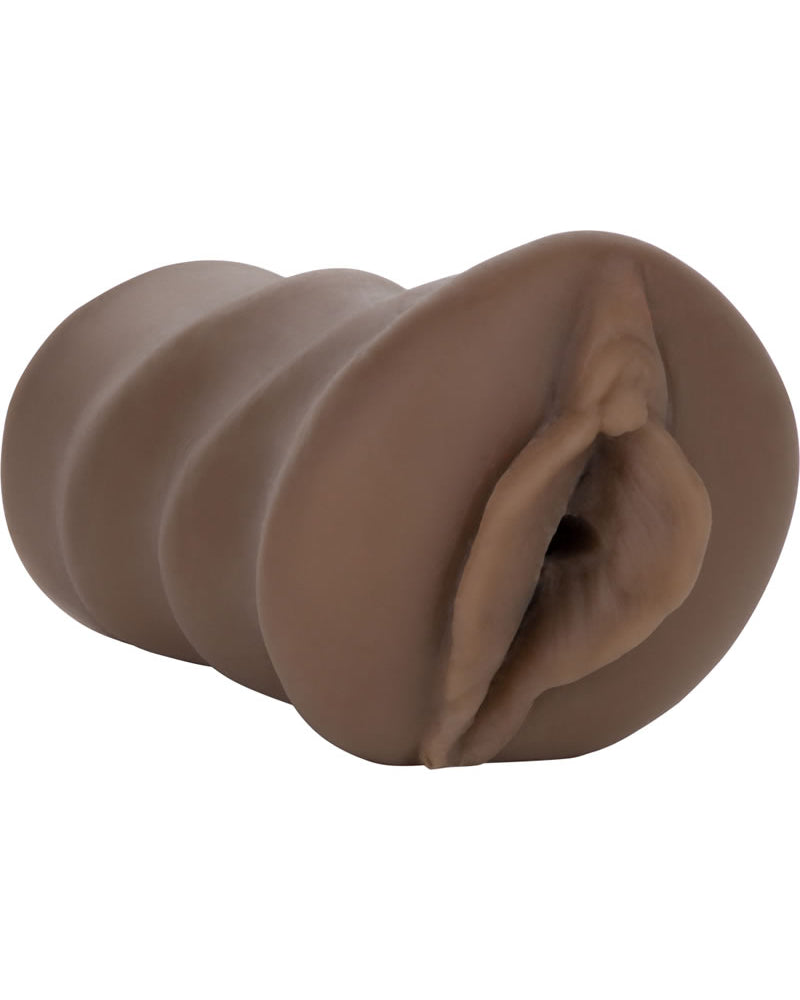 Masturbador masculino Vivid Raw Pound It Pussy Stroker negro de 5,25 pulgadas