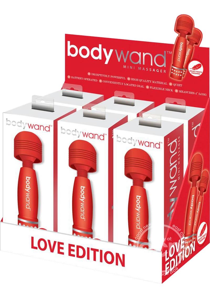 Masajeador corporal Bodywand Mini Love Edition, color rojo, 4 pulgadas, 6 unidades por mostrador