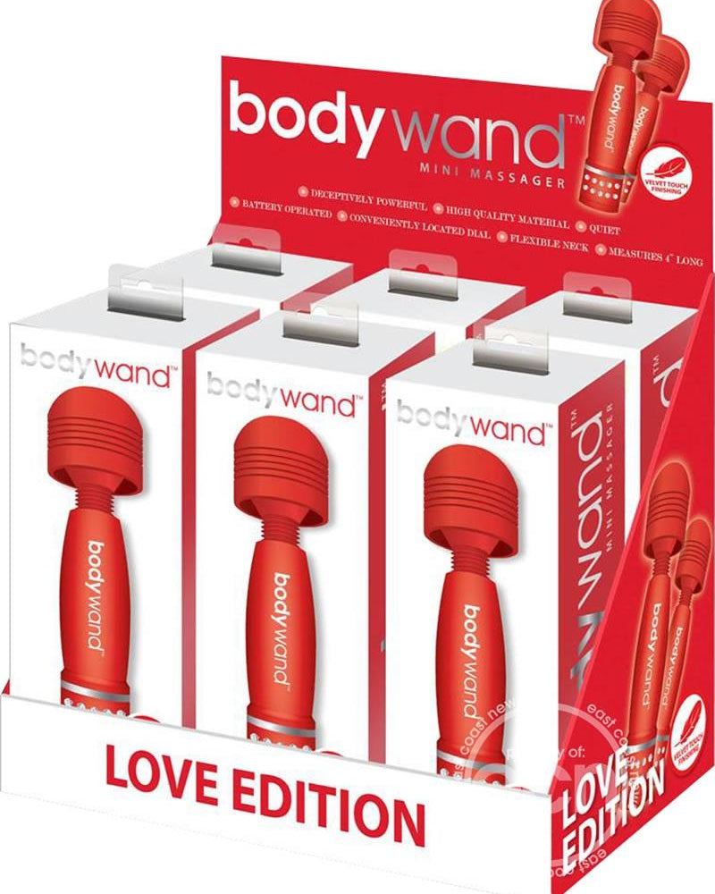 Masajeador corporal Bodywand Mini Love Edition, color rojo, 4 pulgadas, 6 unidades por mostrador