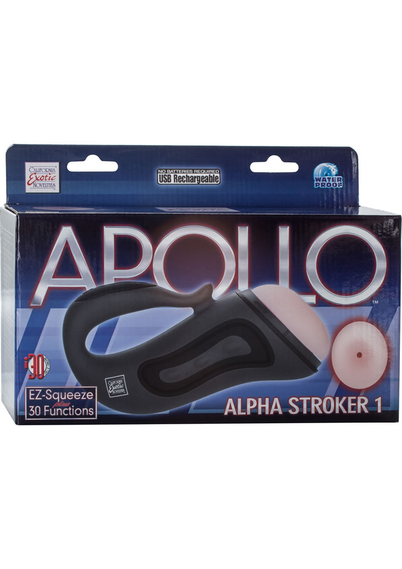 Apollo Alpha Stroker 1 Rechargeable Masturbator With Sleeve Waterproof Grey 10 Inch