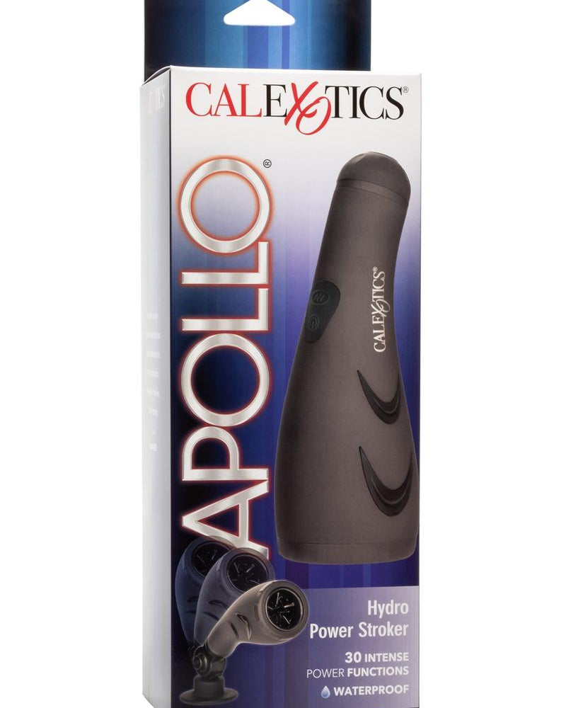 Masturbador de silicona Apollo Hydro Power Stroker, resistente al agua, color gris, 9,25 pulgadas