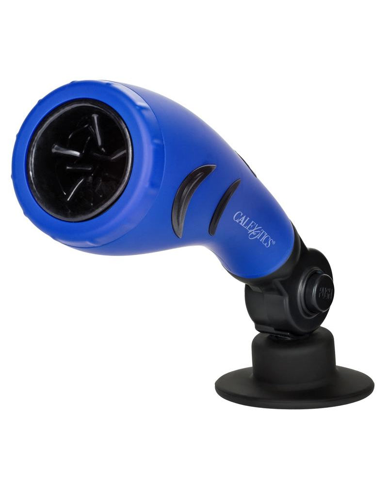 Masturbador de silicona Apollo Hydro Power Stroker resistente al agua, color azul, 9,25 pulgadas