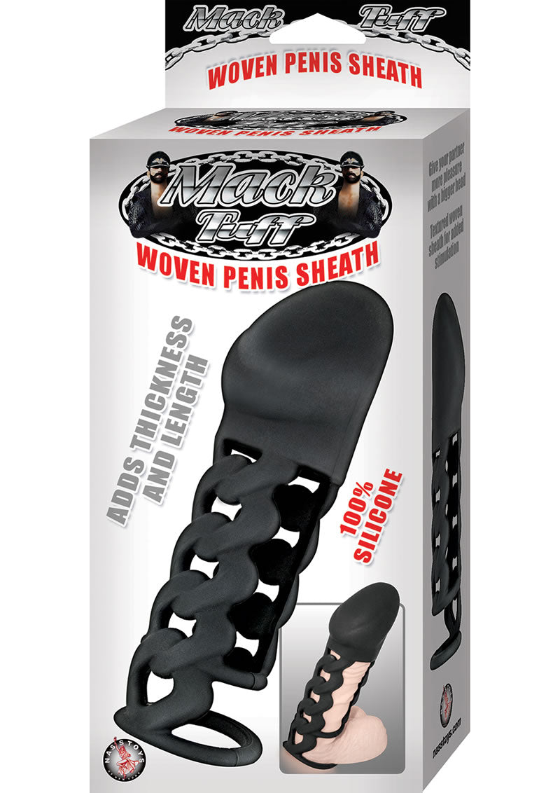 Mack Tuff Woven Penis Sheath Silicone Sleeve Black 6 Inch