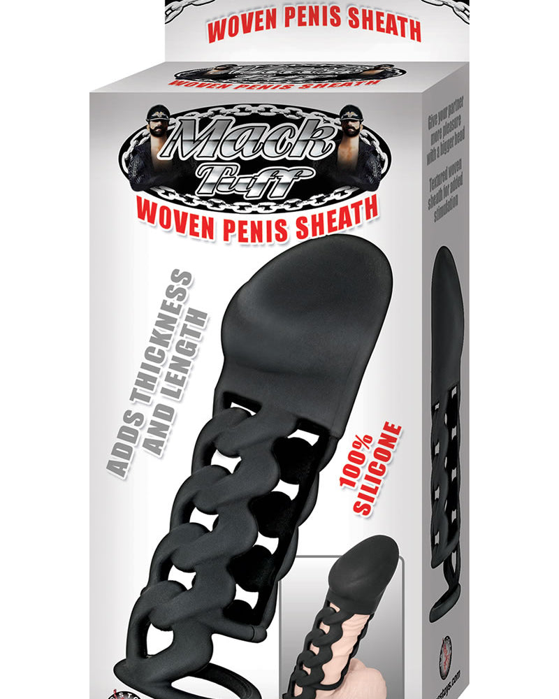 Mack Tuff Woven Penis Sheath Silicone Sleeve Black 6 Inch