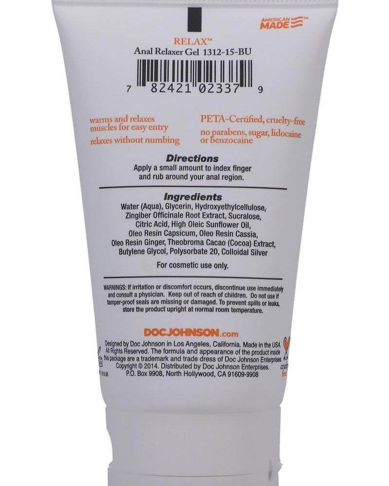 Relax Anal Relaxer For Everyone Waterbased Lubricant 2 Ounce Bulk