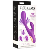 "Tri-Flick Flicking Silicone Rabbit Vibrator - Purple INM-AH411"