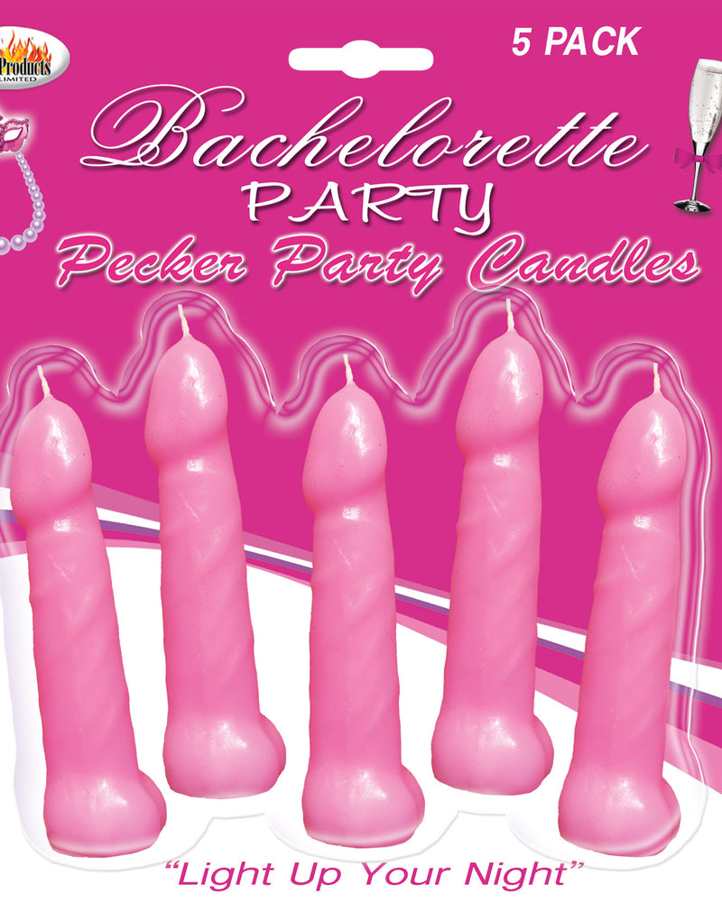 Bachelorette Pecker Party Pink Candles 5pk