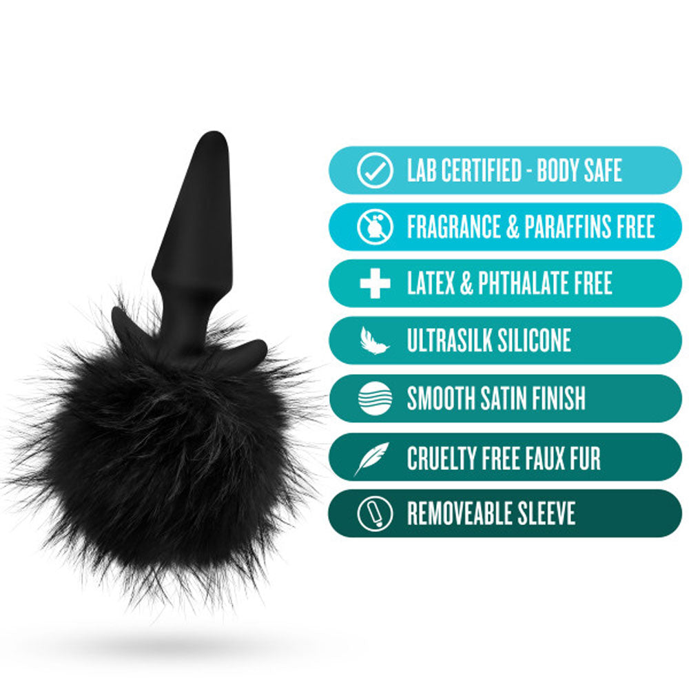 Anal Adventures - Platinum - Rabbit Tail Plug - Black