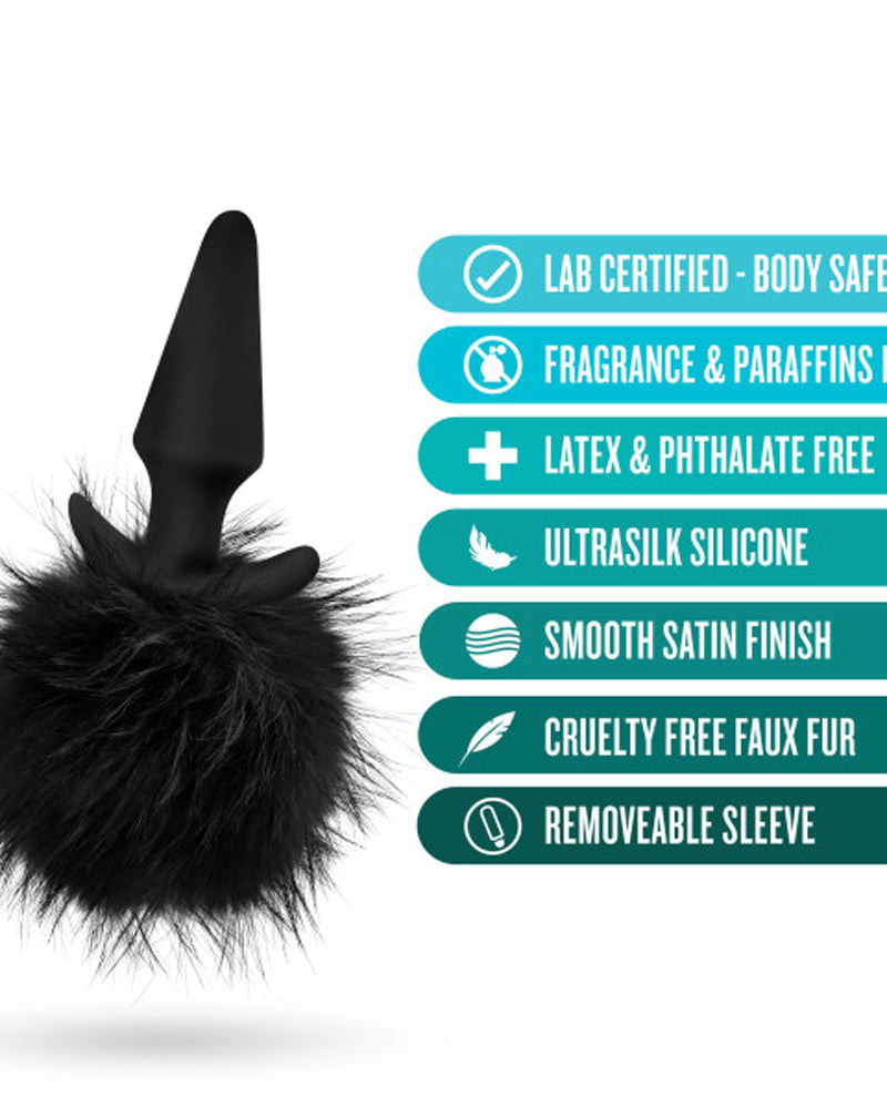 Anal Adventures - Platinum - Rabbit Tail Plug - Black