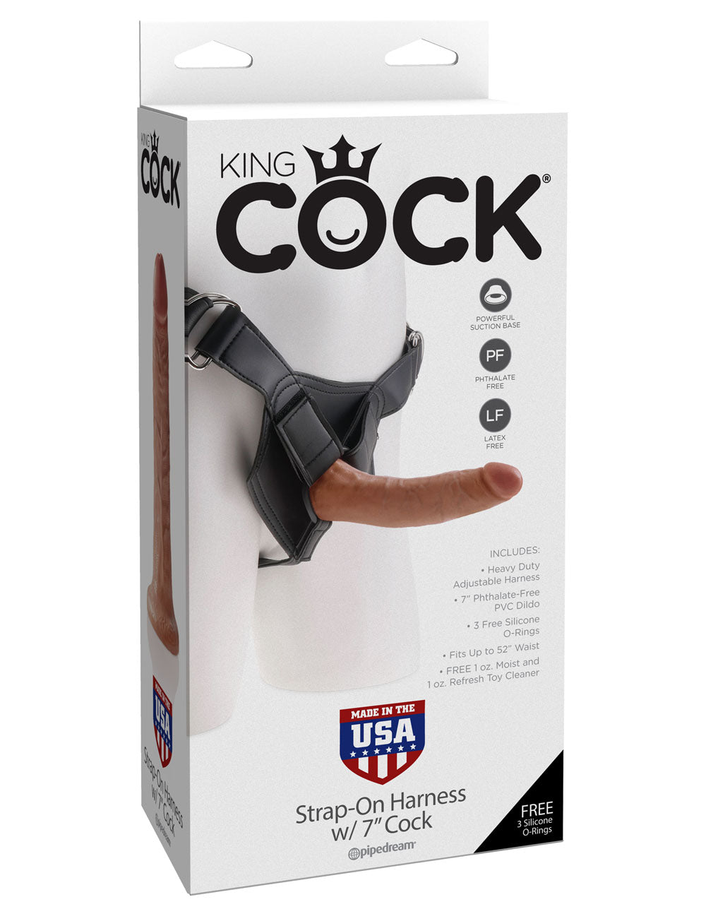 "King Cock Strap-on Harness with 7 Inch Cock - Tan PD5622-22"