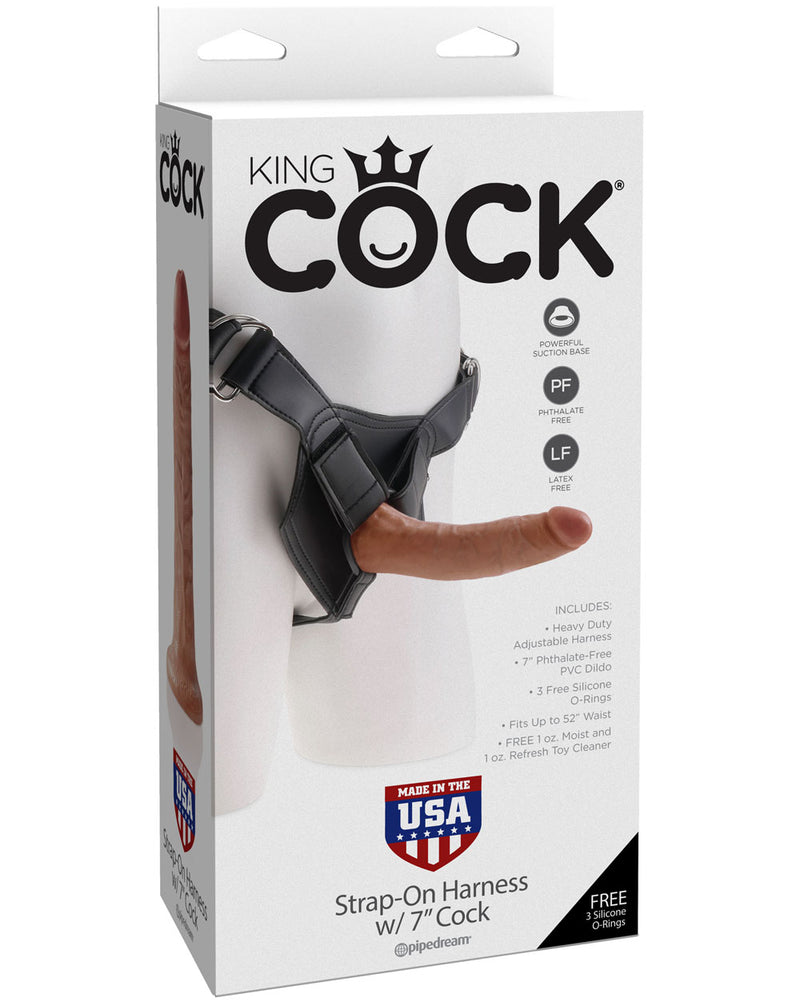 "King Cock Strap-on Harness with 7 Inch Cock - Tan PD5622-22"