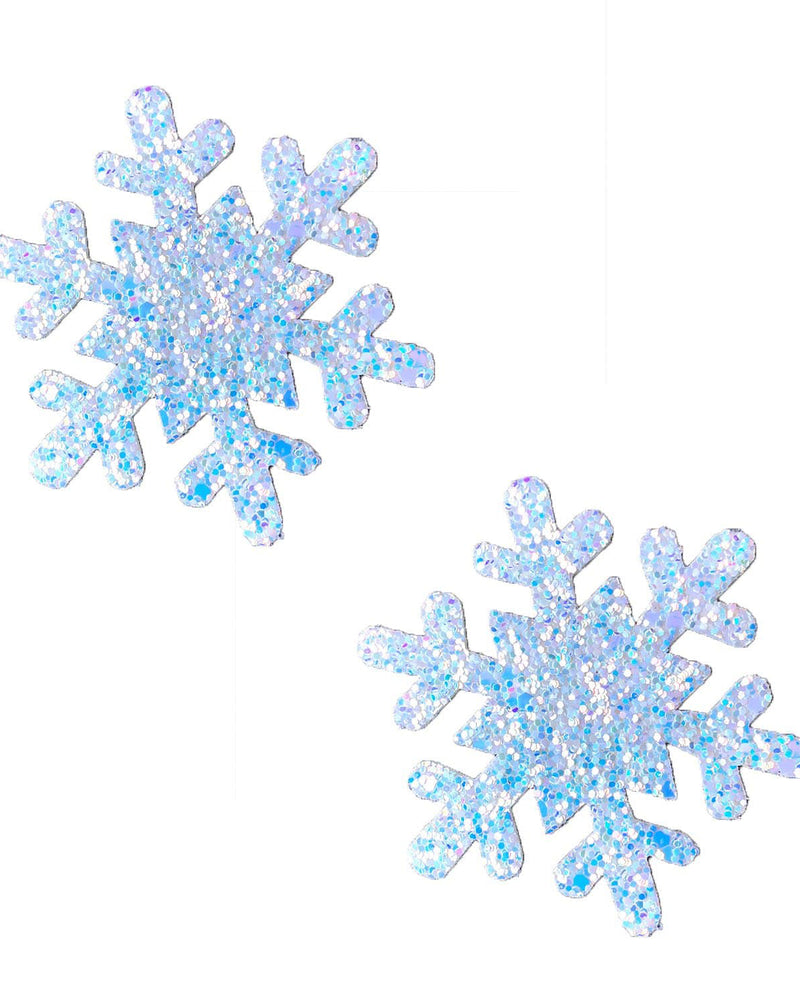 "Super Sparkle White Chunky Glitter Snowflake Nipple Cover Pasties NN-SSW-SF-NS"