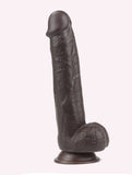 Get Lucky 9 Inch Real Skin Dildo - Dark Brown