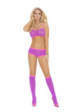 "3 Piece Booty Shorts Set - One Size - Neon Pink/neon Purple EM-1548"