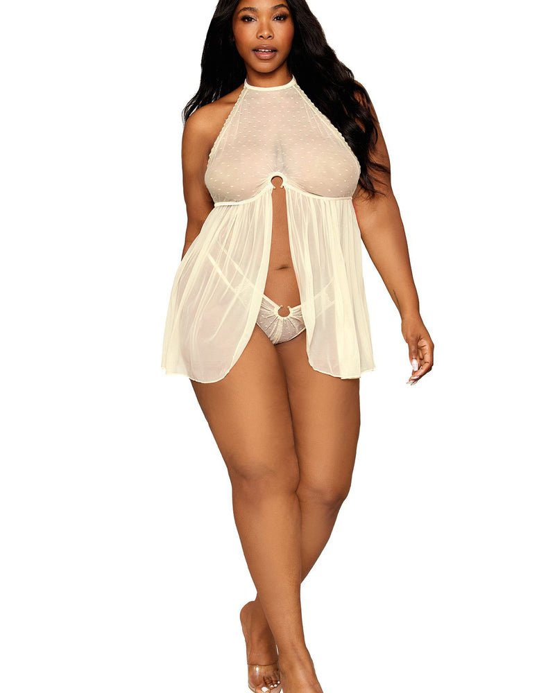 Babydoll and G-String - Queen Size - Daffodil