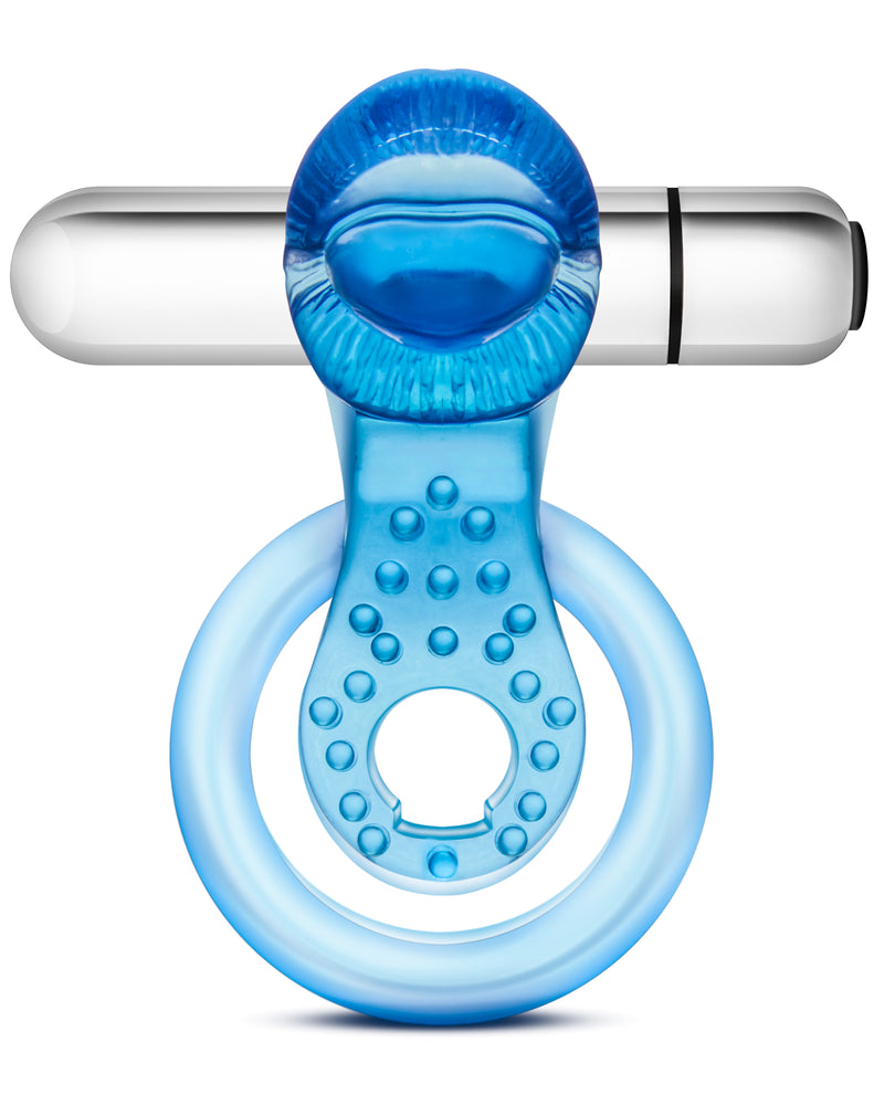 Stay Hard 10 Function Vibrating Tongue Ring - Blue