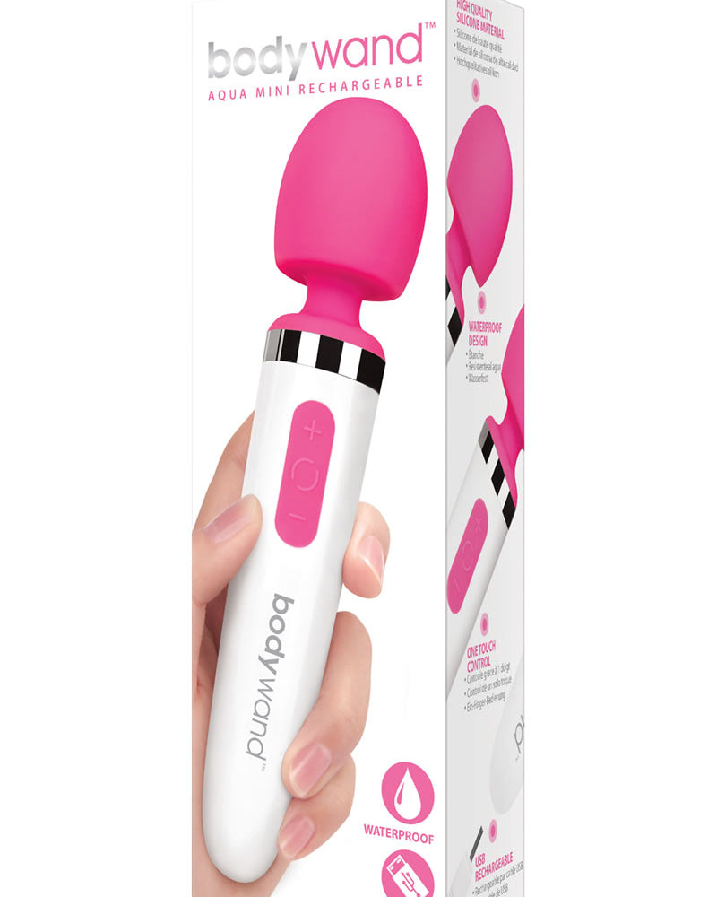 Bodywand Aqua Mini - Masajeador de silicona recargable, resistente al agua, color rosa