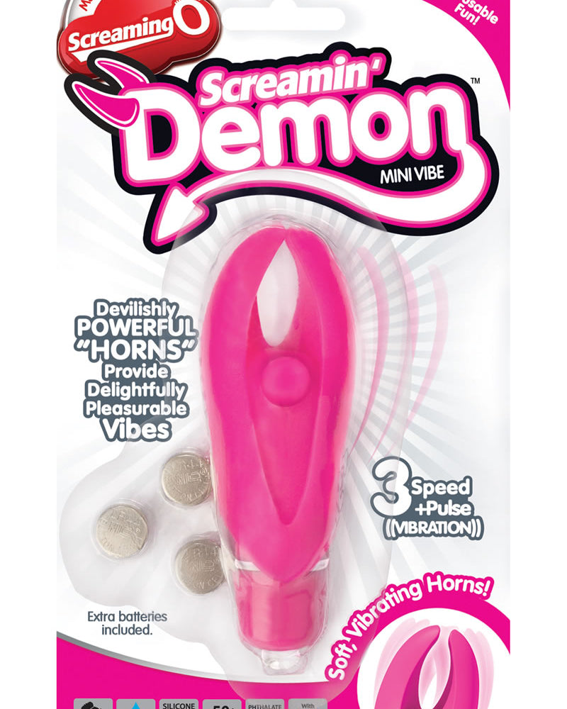 Mini vibrador Scream Demon con funda de silicona, resistente al agua, color rosa